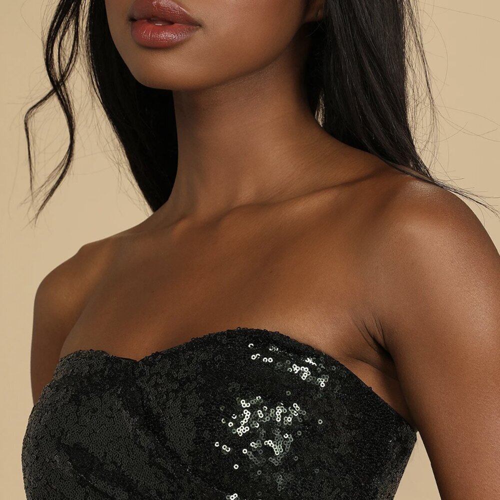 NWT Lulus Party Favors Emerald Green Sequin Strapless Tube Top